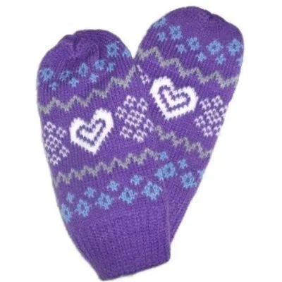 Lined Winter Mittens Sparkle Hearts & Snowflakes