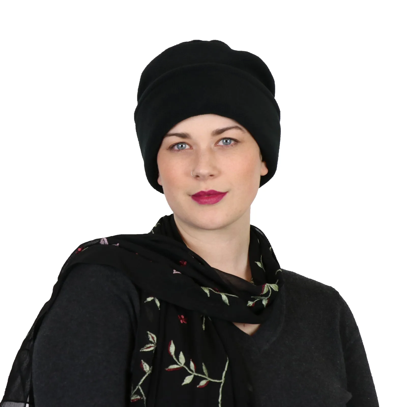 Luxury Fleece Pillbox Hat for Women Chemo Hat