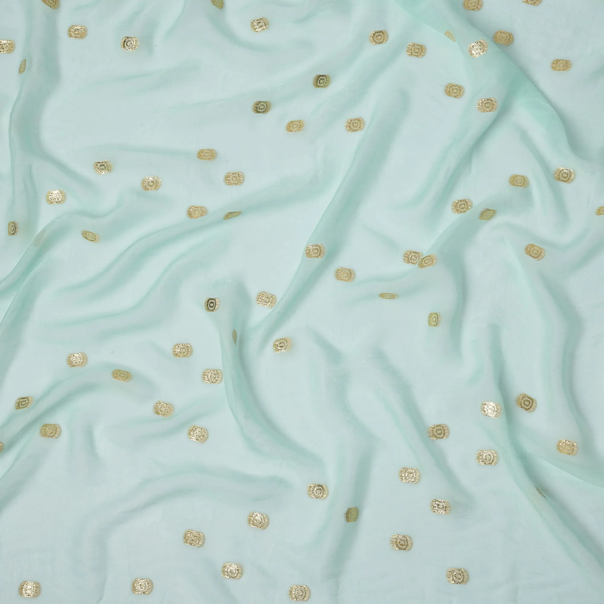 Mint Green Silk Chiffon Fabric with Metallic Lurex, 110 cm Width, Made in South Korea-D21142