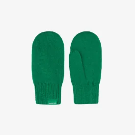 Mitaines vertes en tricot, enfant || Green knitted mittens, child