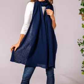 Oversized Navy Cashmere Knit Scarf