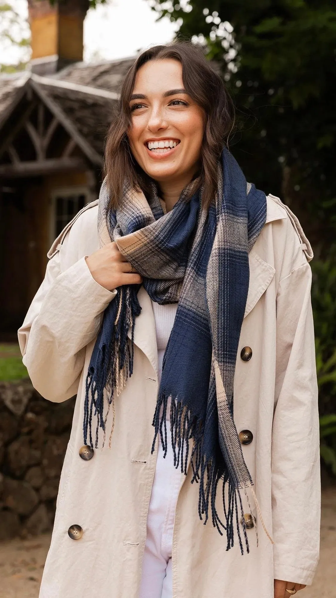 Oxford Scarf Plaid Navy