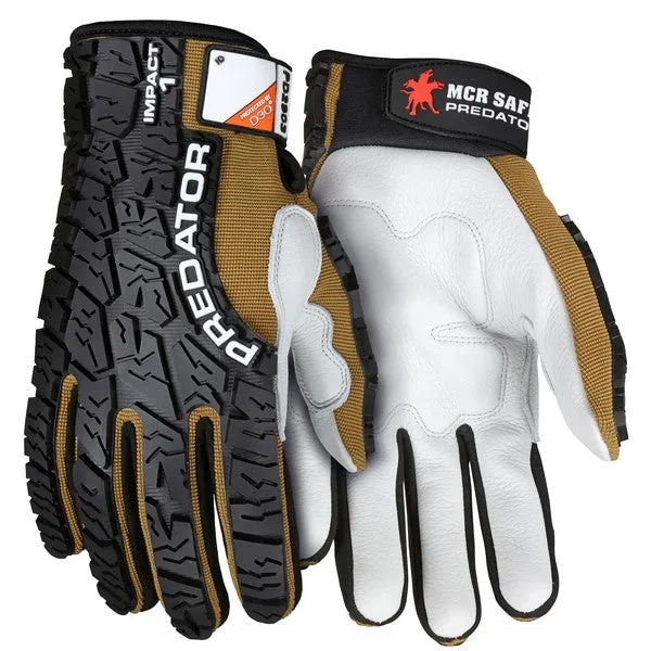 PD2903L MCR Safety Predator Mechanics Gloves, Large, Leather, White