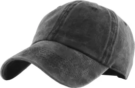 Pigment Dyed Low Profile Cotton Baseball Cap 1-Vin.Blk