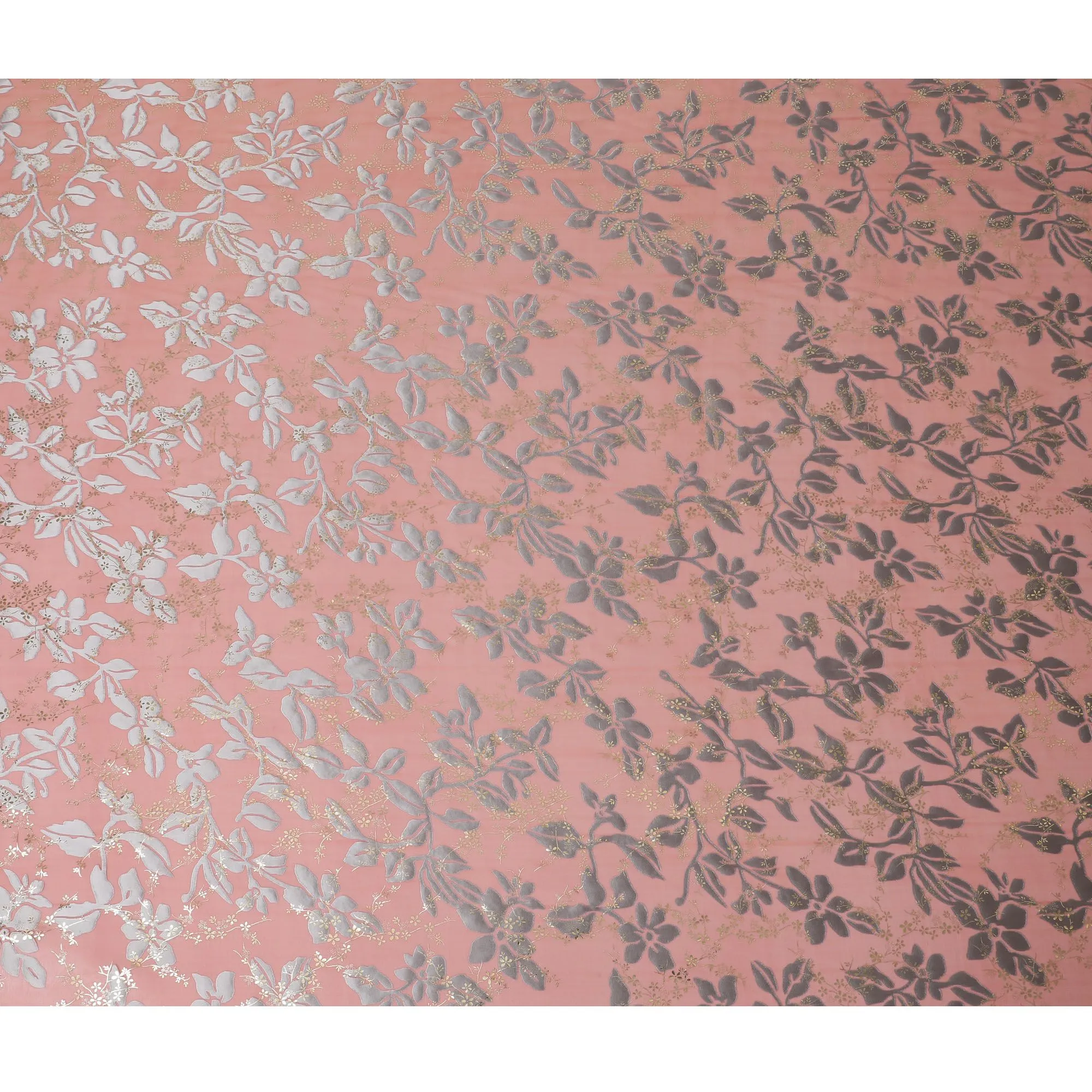 Pink Elegance Silk Chiffon Metallic Fabric - South Korean Luxury Textile, 110 cm Width  - D17661