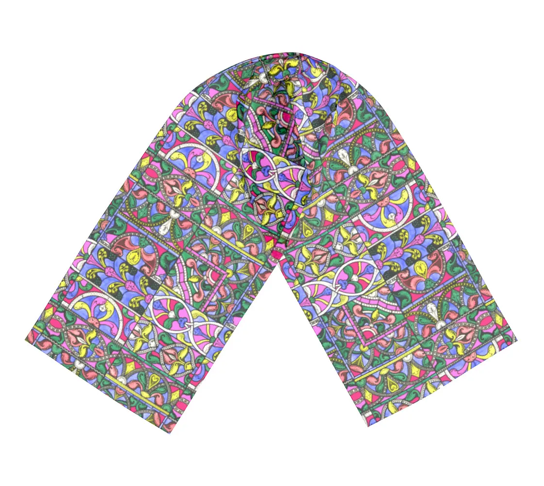 "Purple Orchids Stained Glass" Scarf