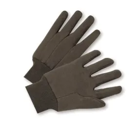 Radnor Ladies Brown 10 Ounce Premium 100% Cotton Jersey Gloves With Knitwrist