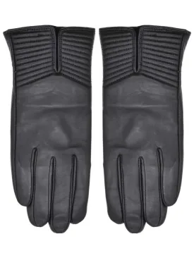 Ribbed Leather Black Vintage Style Gloves