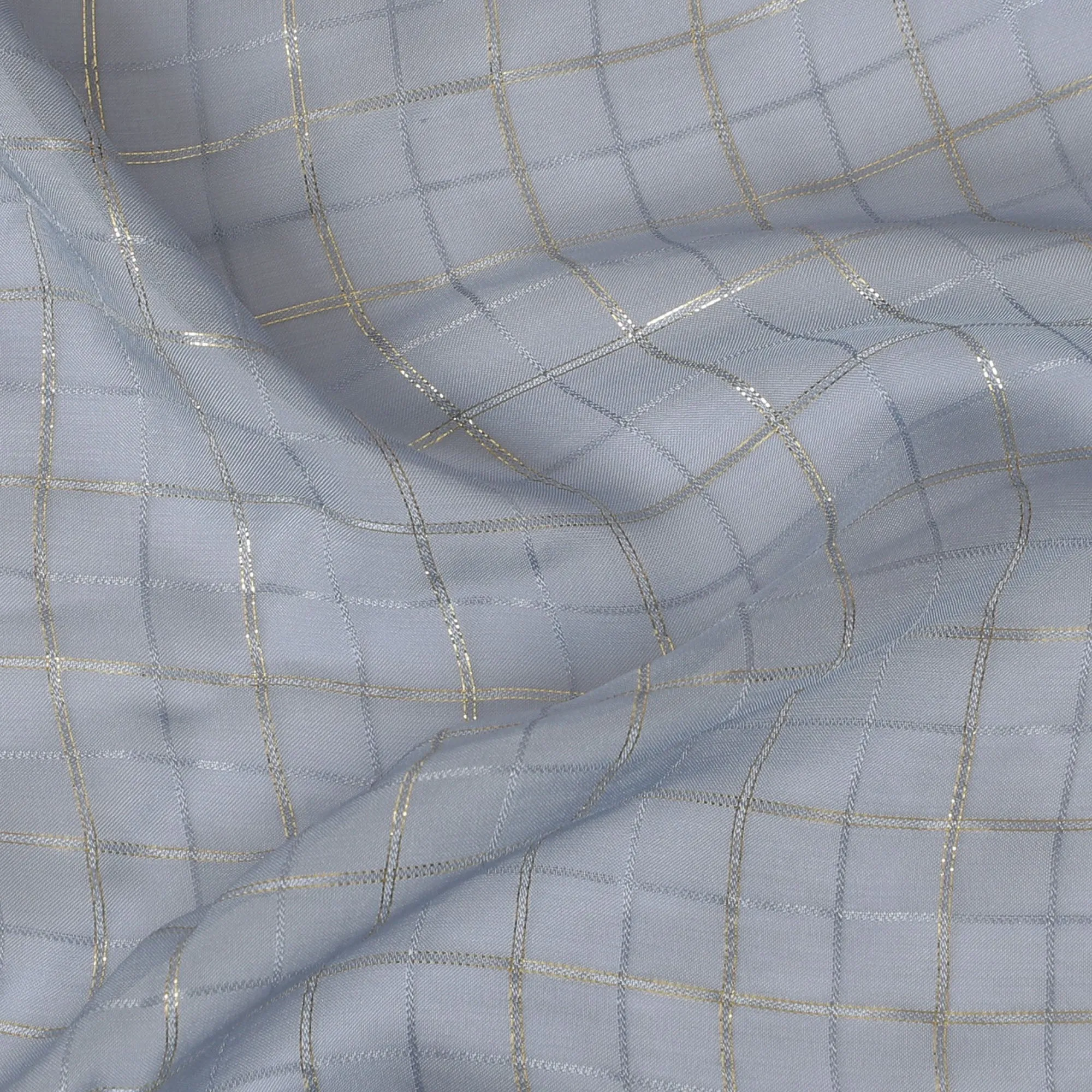 Serenity Blue Silk Chiffon with Metallic Lurex – Whisper-Light Luxury Fabric-D19034