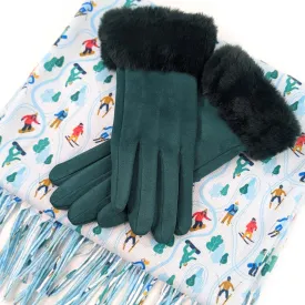 Skiing Gift Set - Skier Pashmina Style Scarf & Cosy Gloves