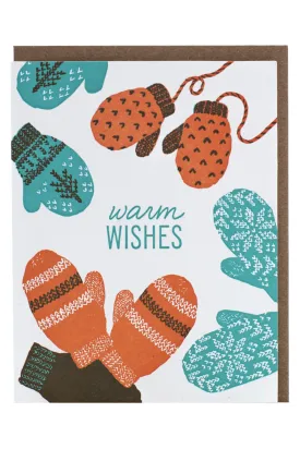 Smudgey Holiday Greeting Card - Wool Mittens