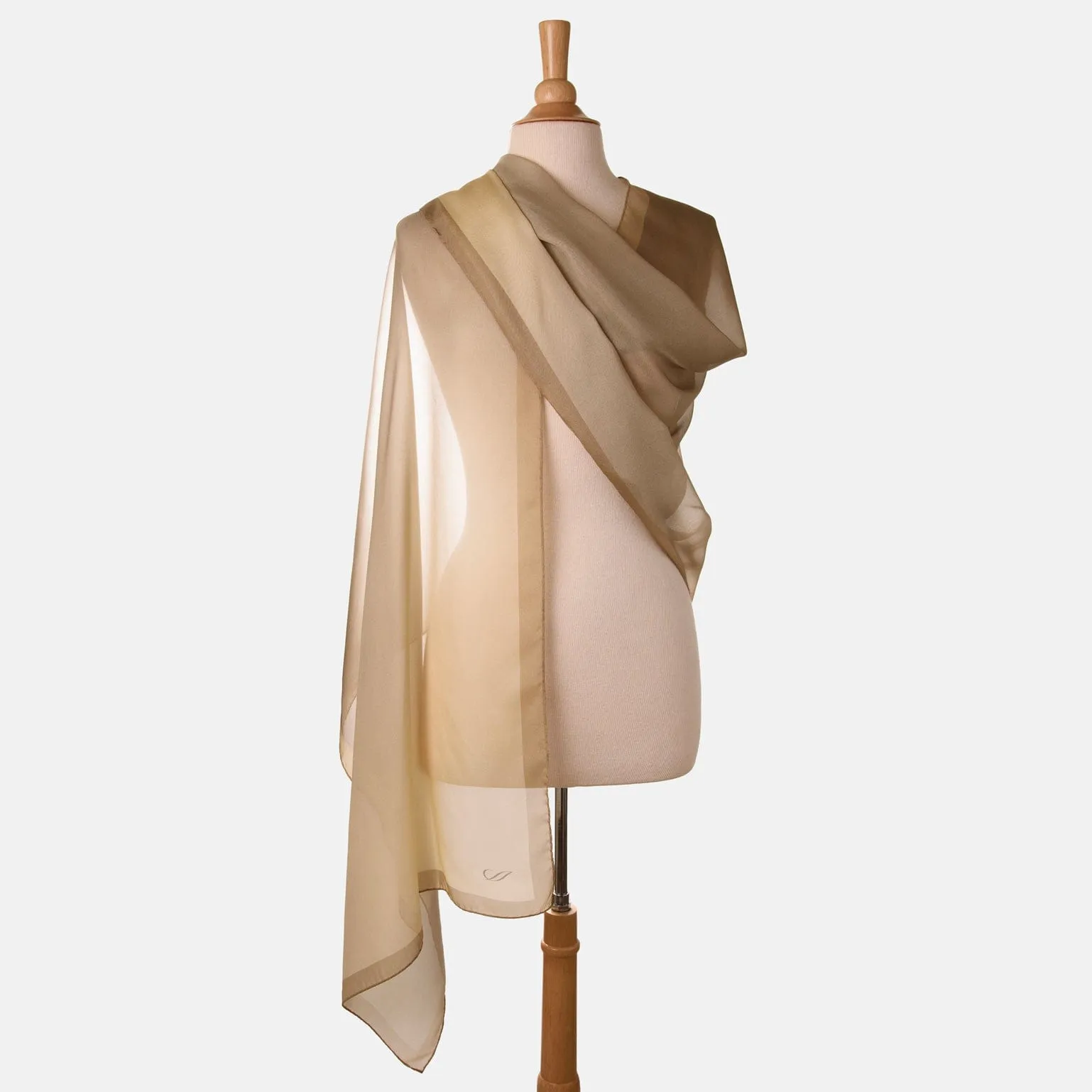 Sophia - Silk Scarf/Shawl - Soft Gold/Antique Bronze