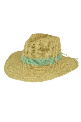 Sundaise Cecilia Panama Raffia Natural/Mint Hat