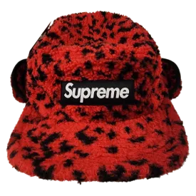 Supreme Leopard Polar Fleece Red Hat