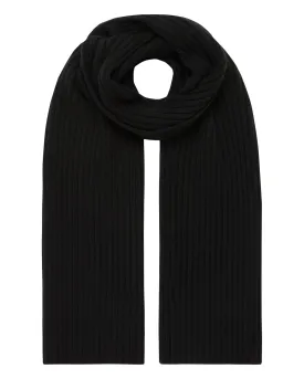 Unisex Chunky Rib Cashmere Scarf Black