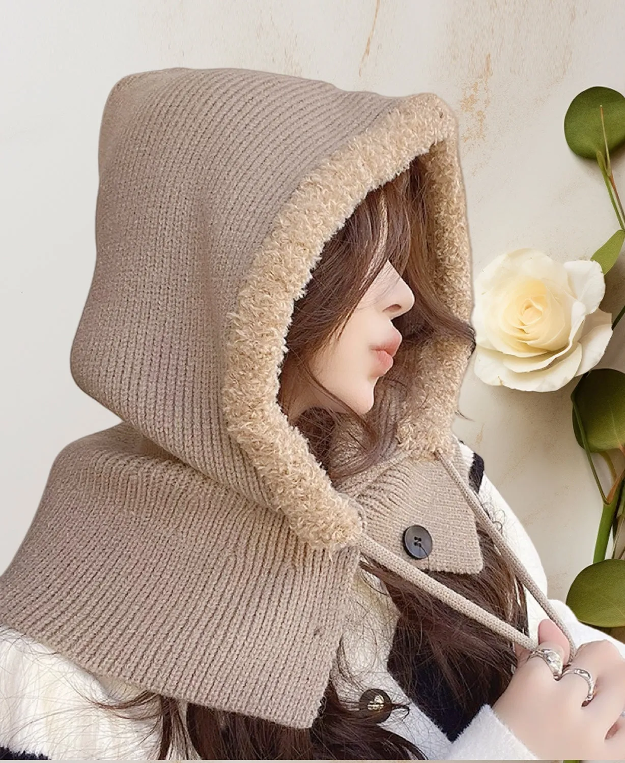 Unisex Convertible Hooded Scarf with Button Closure