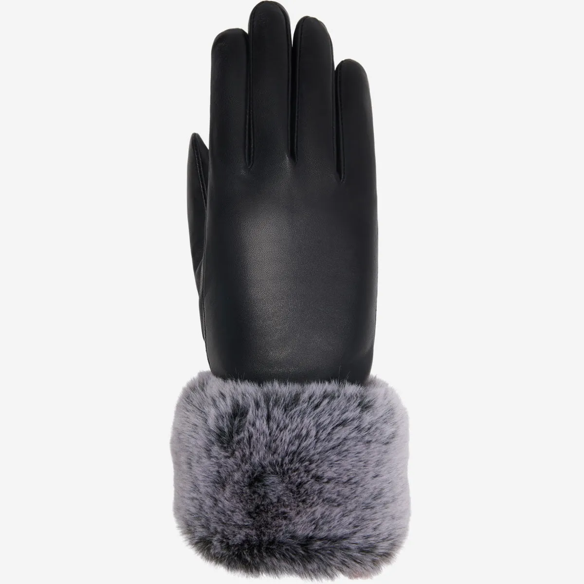 Vera – luxurious leather gloves with faux fur at the wrist & touchscreen feature