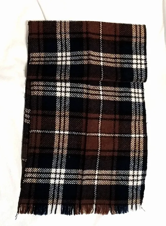 Vintage Classic- Brown Plaid Wool Fashion Scarf