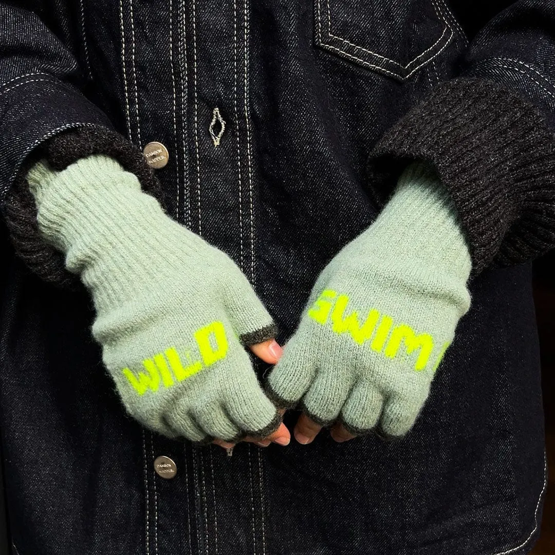 Wild Swim Fingerless Gloves in Mojito with Neon Yellow & Seaweed