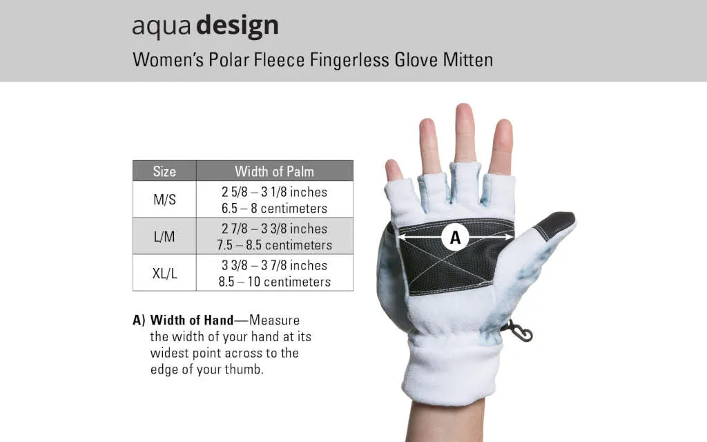 Womens Polar Fleece Fingerless Glove Mitten | Aqua Design