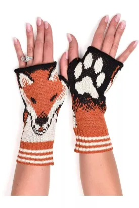 Women's Recycled Cotton Fingerless Gloves - Fox