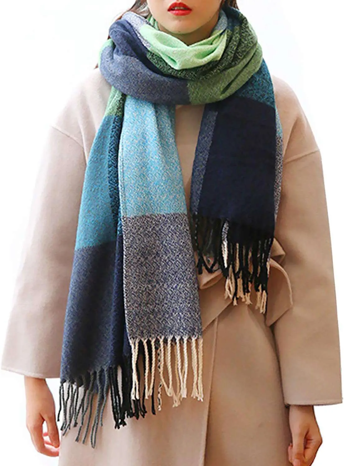 Womens Scarf Fashion Long Plaid Shawls