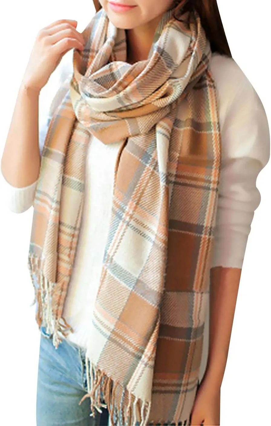 Womens Scarf Fashion Long Plaid Shawls